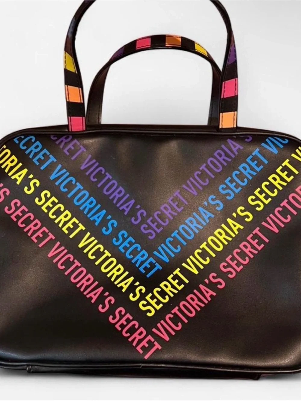 Victoria's Secret Black Makeup Tote with Multicolor Logo